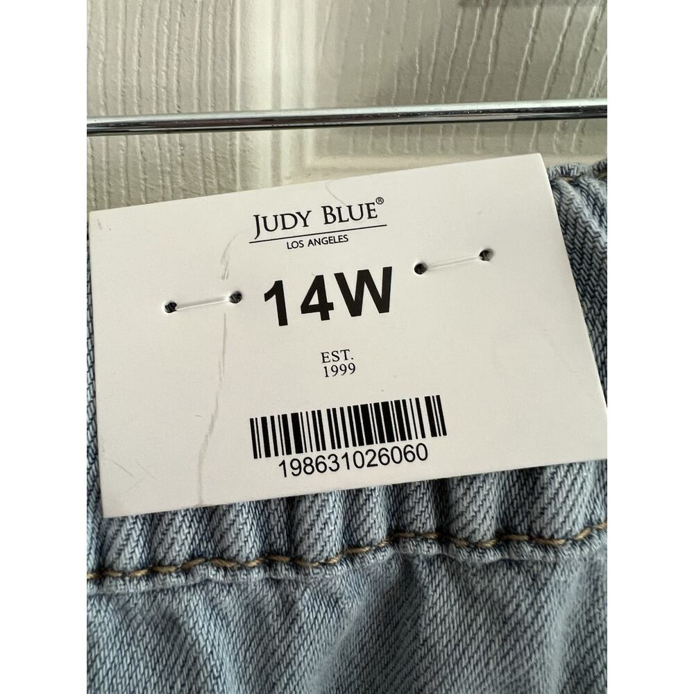 JUDY BLUE Light Palazzo Fit High Waist Featherweight Drawstring Jeans 14W NWT - Picture 8 of 16